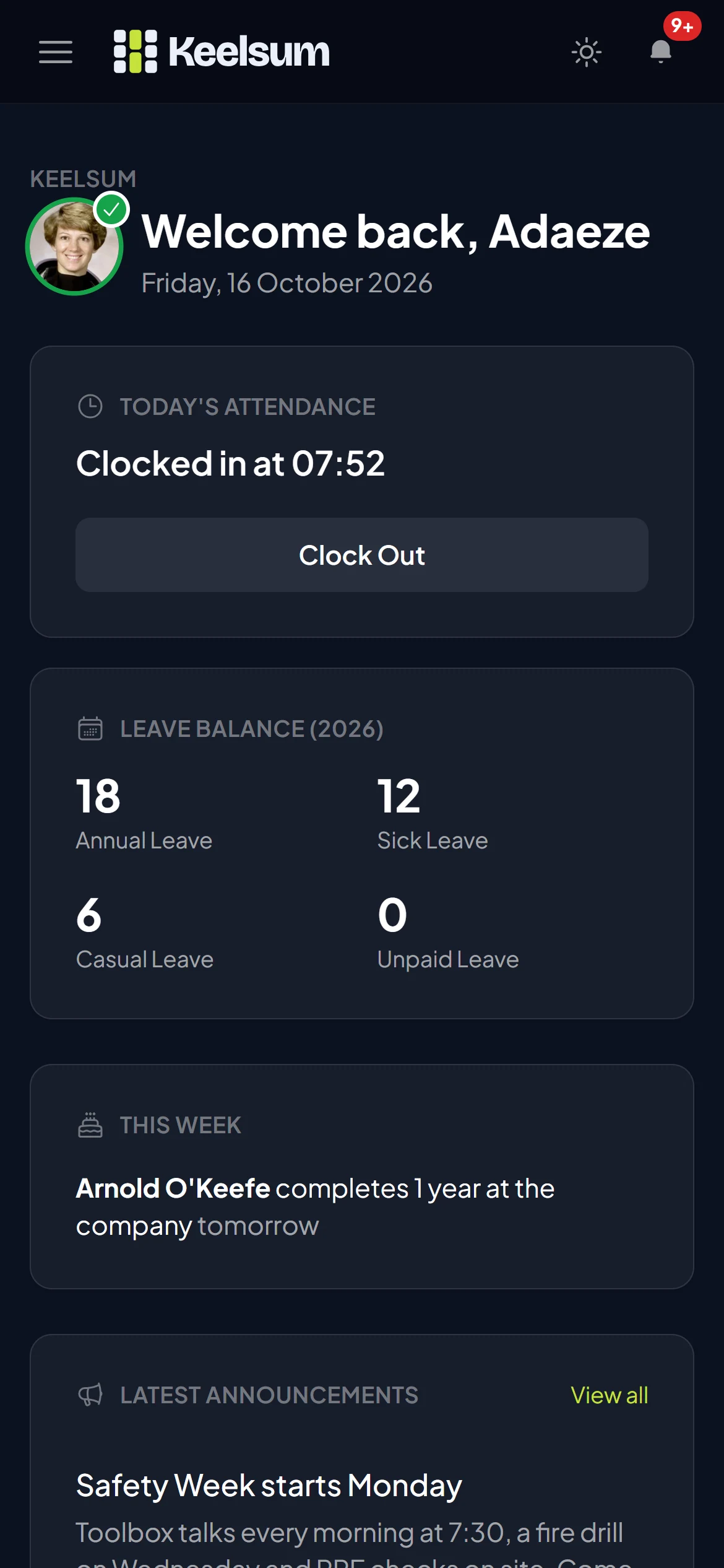 Keelsum staff app on a phone